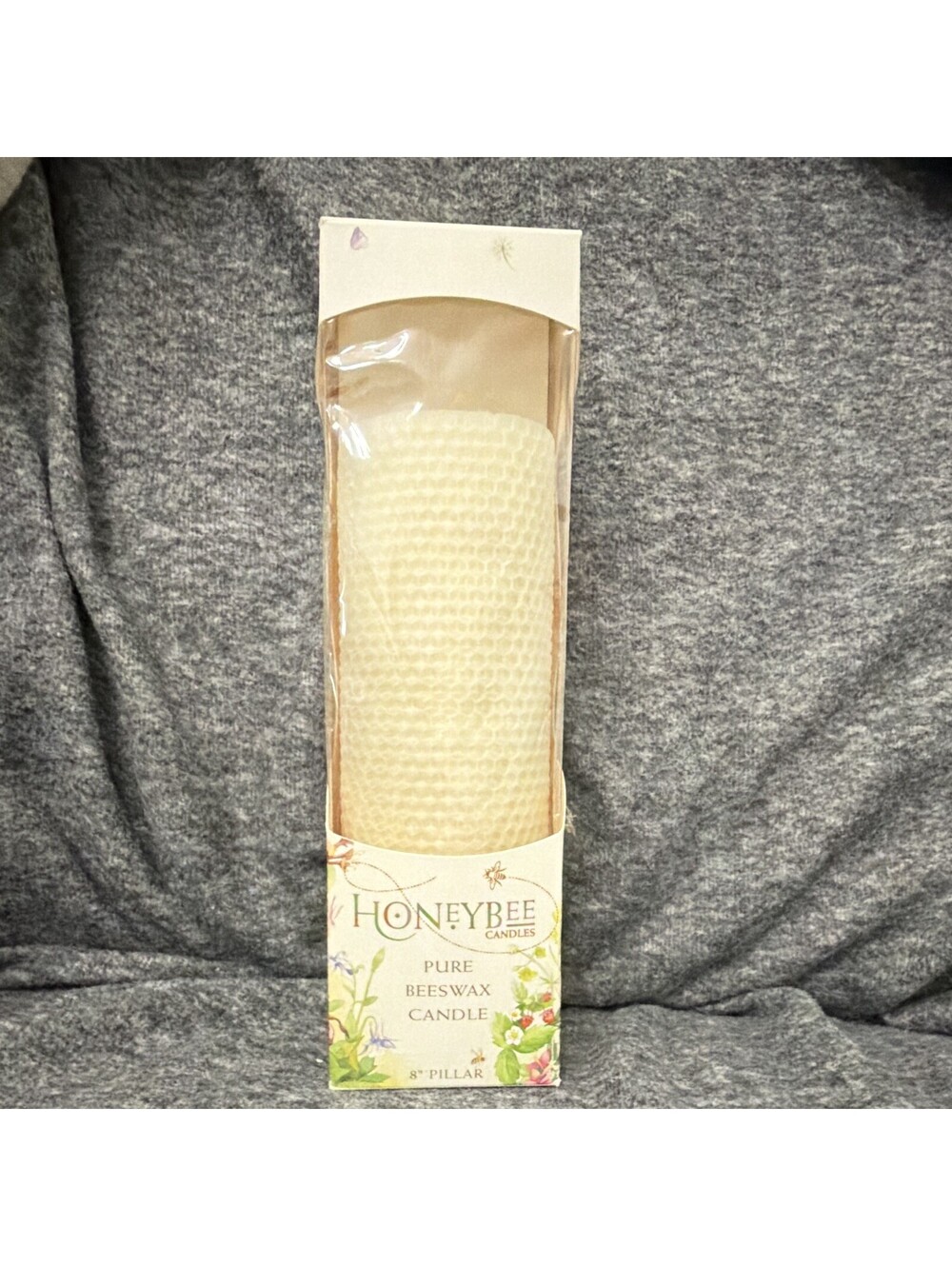 Honeybee Candles Pure Beeswax Pillar Candle Beige Round Nature 8in 1Pk